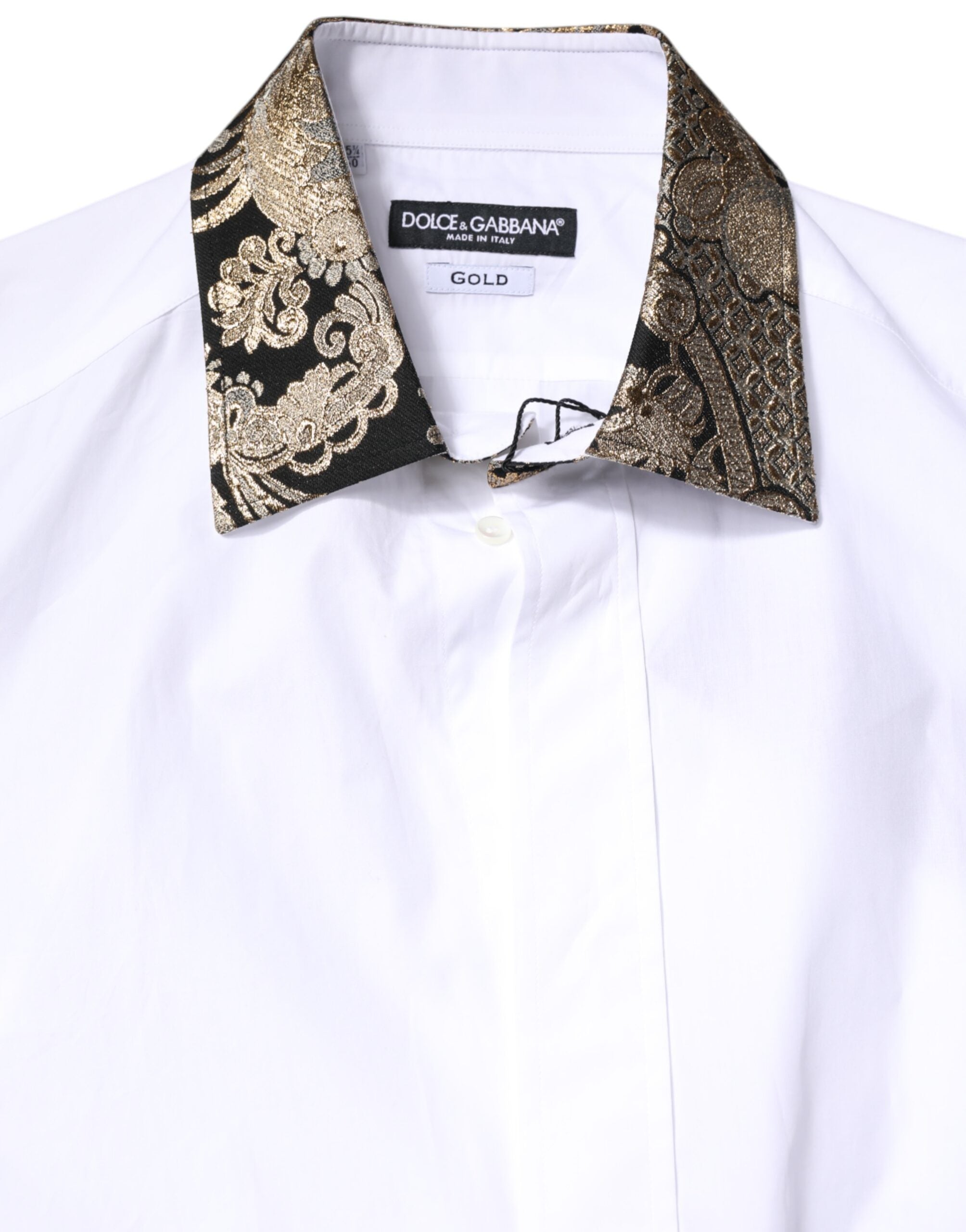 Dolce & Gabbana White Cotton GOLD Men's Dress Formal Shirt